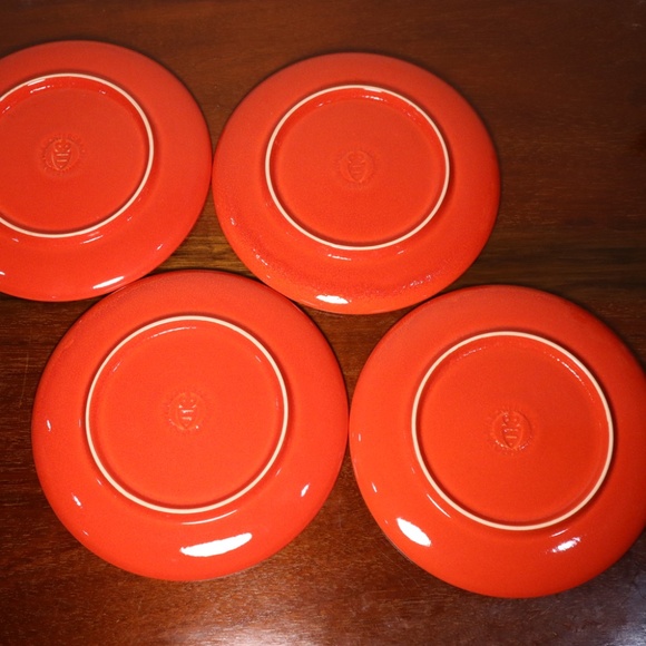 Vintage Waechtersbach Red West Germany Salad Plates - Set of 4 / 7.75" Across - Picture 4 of 6